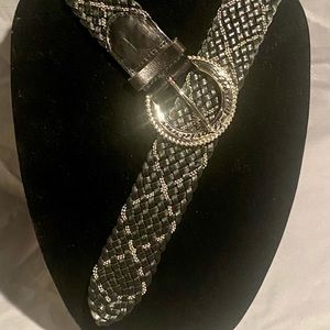 Harley Davidson Black/Silver Leather Belt